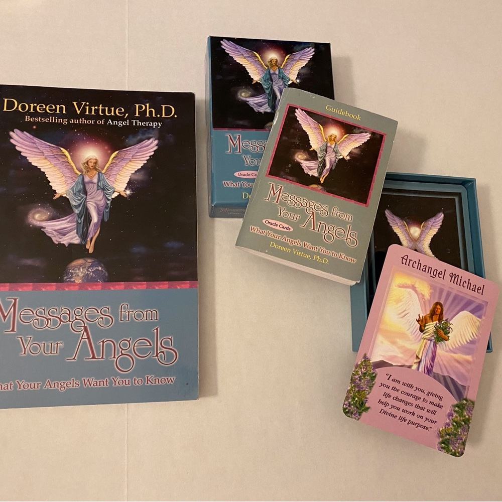 Doreen Virtue RARE SET* Messages From Your Angels Paperback and Oracle Card Deck
